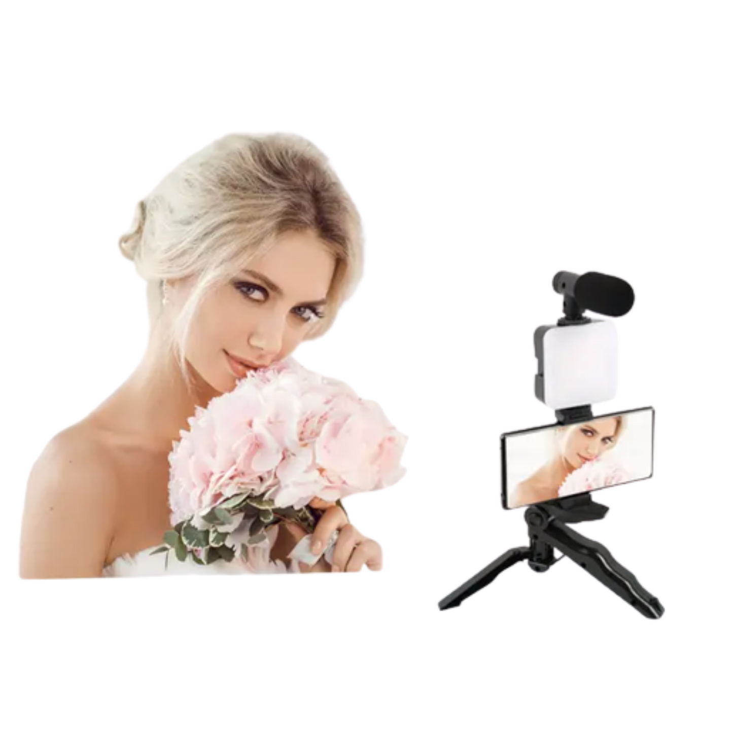 Trépied Vlogging Kit- Microphone LED selfie -Shooting photo très efficace