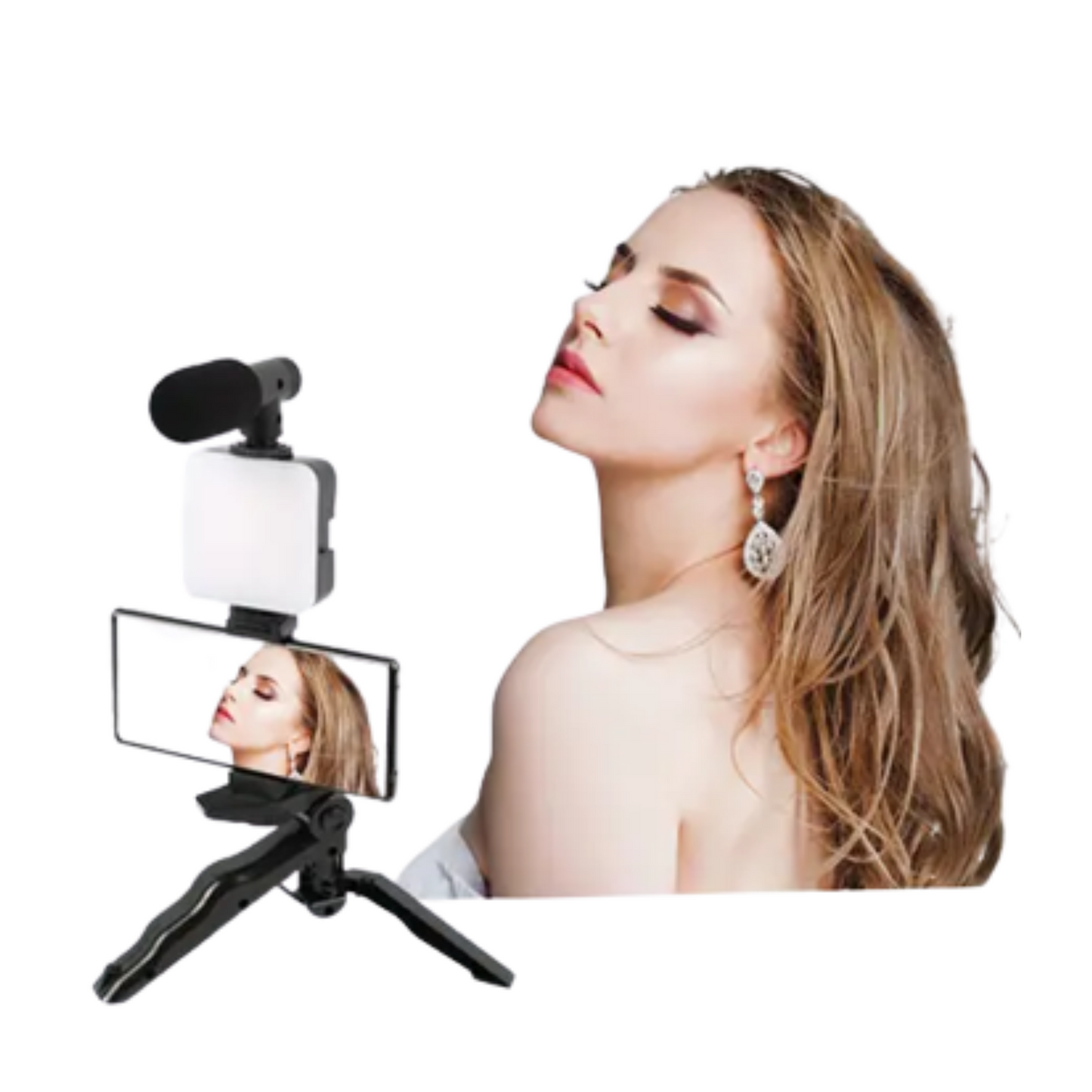 Trépied Vlogging Kit- Microphone LED selfie -Shooting photo très efficace